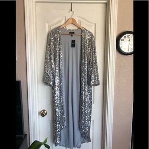 size 2 silver sequin cardigan torrid NWT